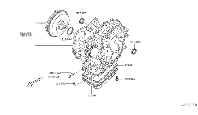 2009 Nissan Altima Torque Converter,Housing & Case Diagram 1