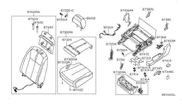 2012 Nissan Altima Knob RECLINING Diagram for 87418-ZX00C