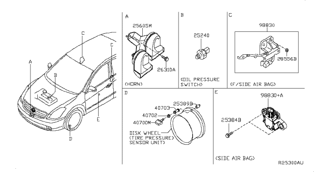 2012 Nissan Altima Horn Complete-Electric Diagram for 25605-ZN50A