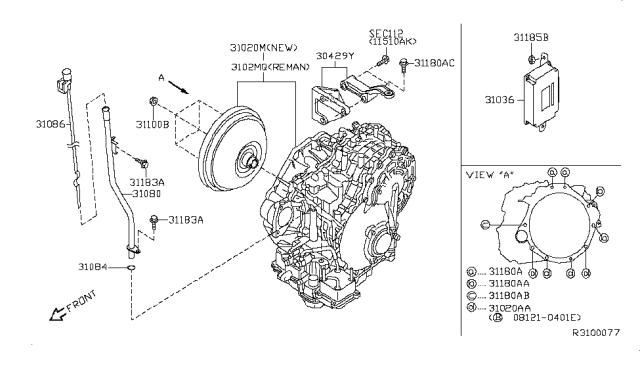 2011 Nissan Altima Auto Transmission,Transaxle & Fitting Diagram 4