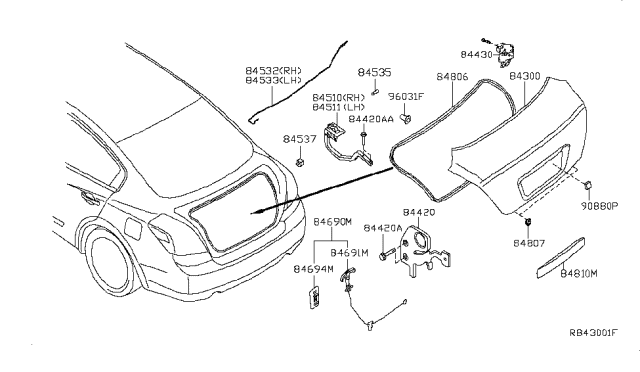 2009 Nissan Altima Trunk Lid & Fitting Diagram 1