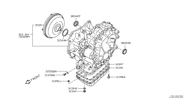 2010 Nissan Altima Torque Converter,Housing & Case Diagram 2