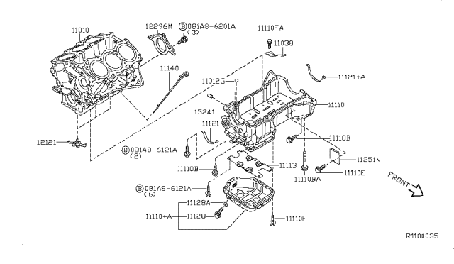 2009 Nissan Altima Cylinder Block & Oil Pan Diagram 2