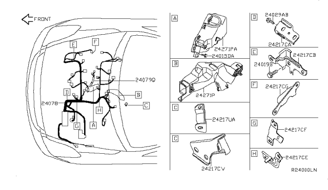 2007 Nissan Altima Bracket-Harness Clip Diagram for 24239-JA12A