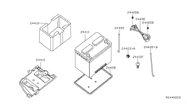 2010 Nissan Altima Sedan Battery & Battery Mounting Diagram 2