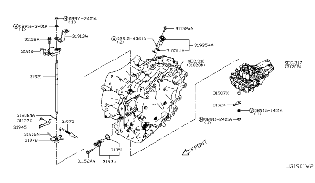 2009 Nissan Altima Terminal Assy Diagram for 31945-1XF0A