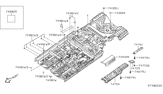 2012 Nissan Altima INSULATOR-Heat,Rear Floor Diagram for 74762-8J000