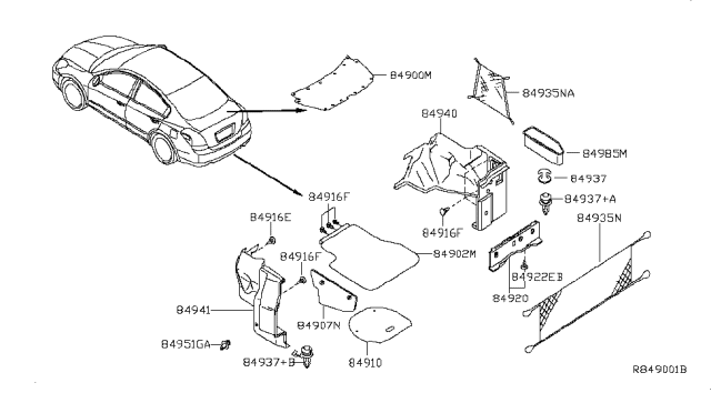 2008 Nissan Altima Trunk & Luggage Room Trimming Diagram