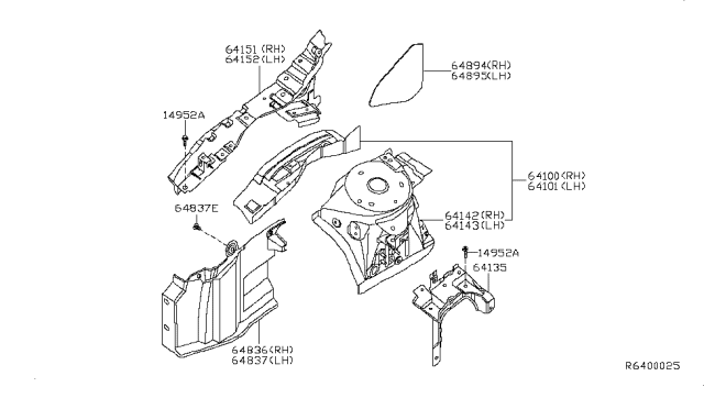 2008 Nissan Altima Hood Ledge & Fitting Diagram 1