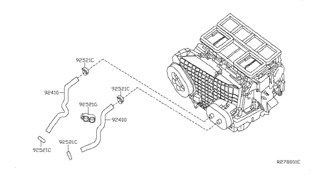 2007 Nissan Altima Hose-Heater,Outlet Diagram for 92410-JA100