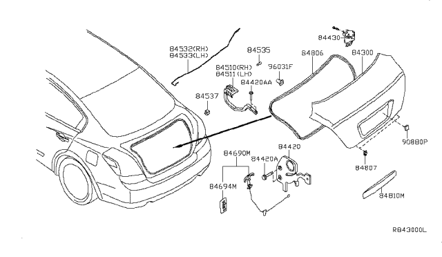 2007 Nissan Altima Trunk Lid & Fitting Diagram