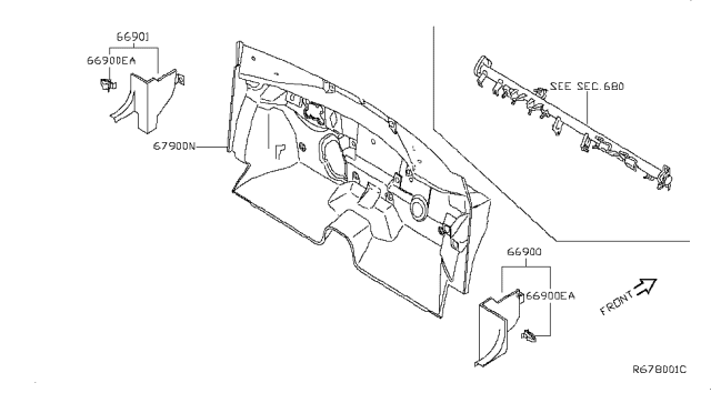 2011 Nissan Altima Dash Trimming & Fitting Diagram