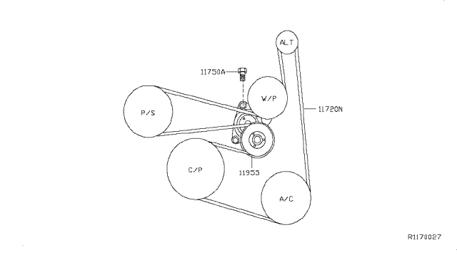 2010 Nissan Altima Fan,Compressor & Power Steering Belt Diagram 2