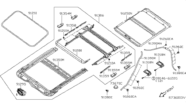 2010 Nissan Altima Sun Roof Parts Diagram 1