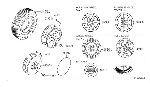 2007 Nissan Altima Road Wheel & Tire Diagram