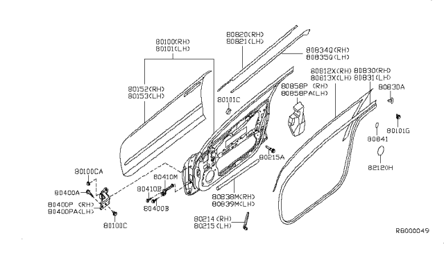 2012 Nissan Altima Link Door STOPPER Diagram for 80430-ZX60A