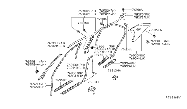 2009 Nissan Altima Plate-Kicking,Rear LH Diagram for 769B7-JA00A