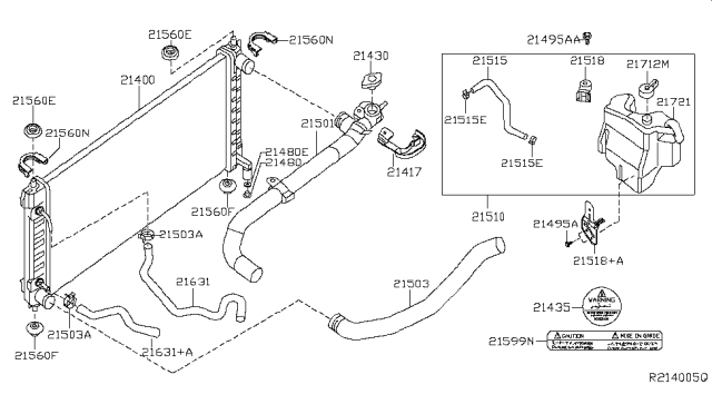 2007 Nissan Altima Hose-Radiator,Lower Diagram for 21503-JA000