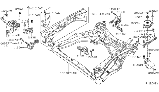 2007 Nissan Altima Engine & Transmission Mounting Diagram 4