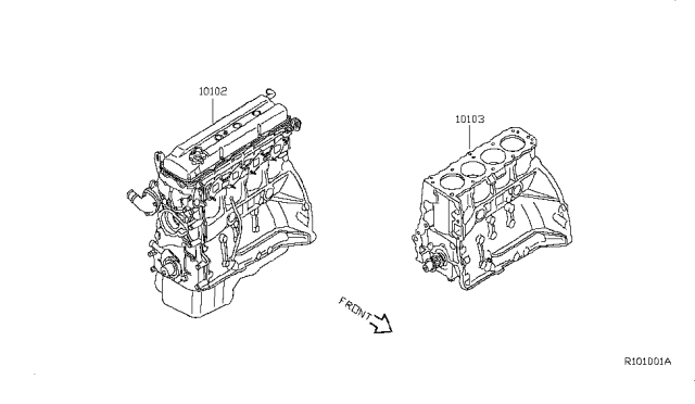 2009 Nissan Altima Bare & Short Engine Diagram 1