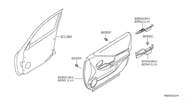 2011 Nissan Altima Front Door Trimming Diagram