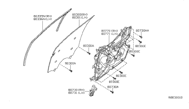 2008 Nissan Altima Regulator Assembly-Front Door,LH Diagram for 80771-JA000