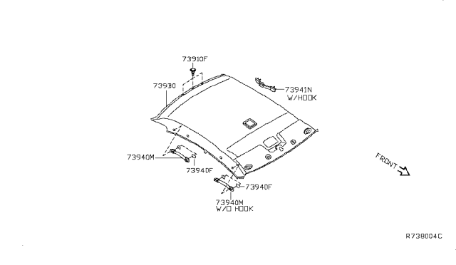 2011 Nissan Altima Module Assembly-Roof Trim Diagram for 739B0-ZX01B