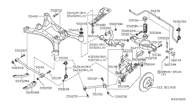 2009 Nissan Altima Nut Diagram for 01223-N0021