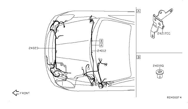 2008 Nissan Altima Harness-Sub Diagram for 24023-ZN50A