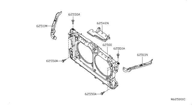 2007 Nissan Altima Front Apron & Radiator Core Support Diagram