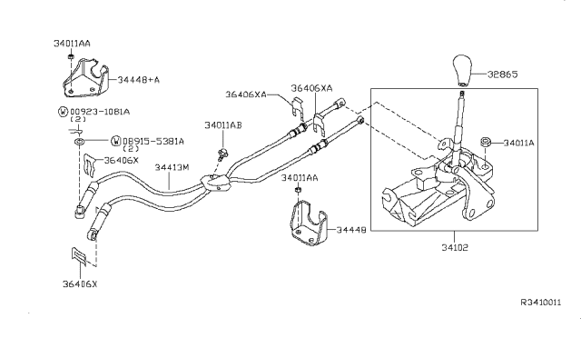 2008 Nissan Altima Transmission Control & Linkage Diagram 1