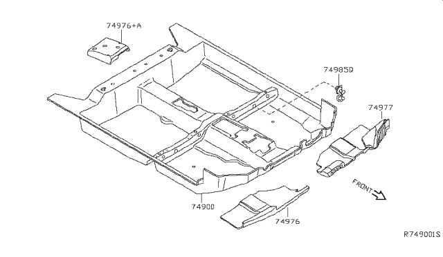 2009 Nissan Altima Carpet Assy-Floor Diagram for 74902-ZN52B