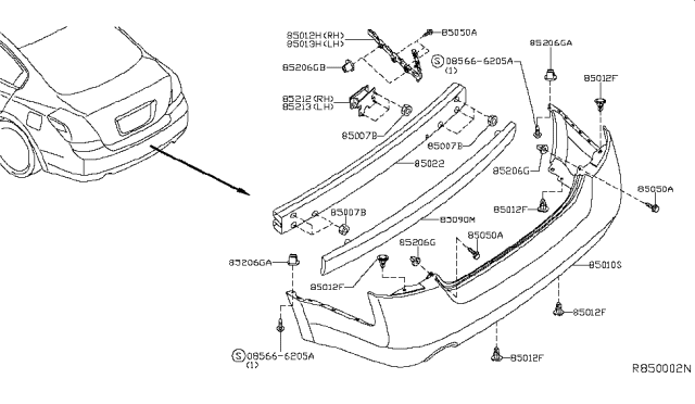 2008 Nissan Altima Rear Bumper Diagram