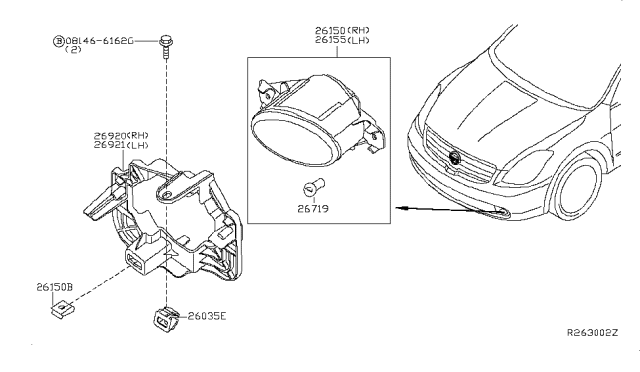 2009 Nissan Altima Bracket-Fog Lamp,RH Diagram for 26910-JA00A