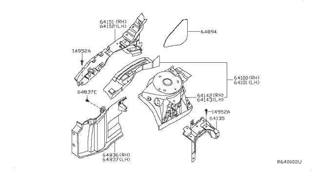 2012 Nissan Altima Hood Ledge & Fitting Diagram