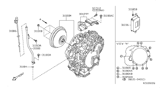 2008 Nissan Altima Unit-Shift Control Diagram for 31036-JA52C