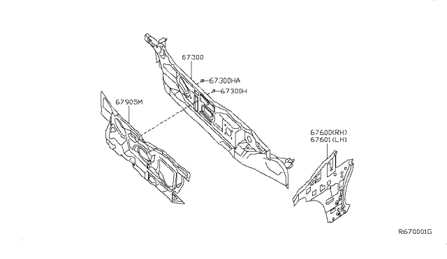 2008 Nissan Altima Dash-Side,RH Diagram for 67600-JA030