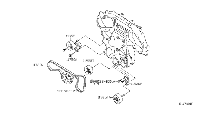 2010 Nissan Altima Fan,Compressor & Power Steering Belt Diagram 3