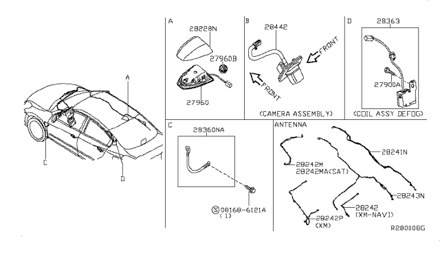 2009 Nissan Altima Cover-Antenna Base Diagram for 28228-JA00C