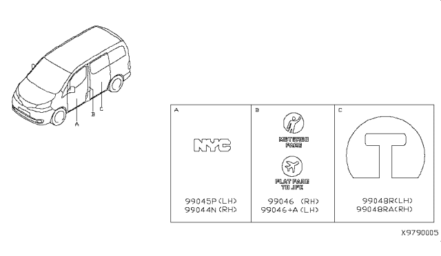 2019 Nissan NV Stripe-Accent Front Door LH Diagram for 99046-3LN1B