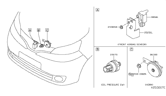 2019 Nissan NV Horn Assembly - Electric Low Diagram for 25620-9SG0A