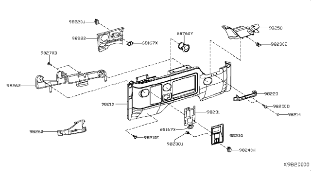 2016 Nissan NV Finisher-Partition,Front Diagram for 98222-3LN0A