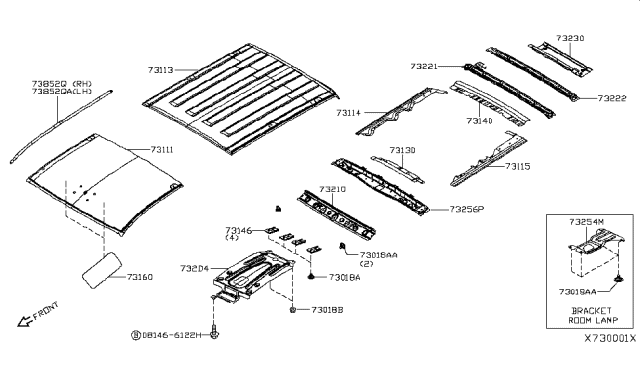 2017 Nissan NV Rail Roof Front Diagram for G3230-3LMMB