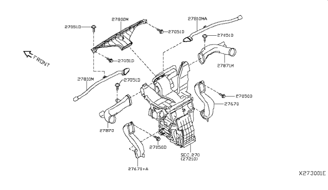 2016 Nissan NV200 Taxi Nozzle & Duct Diagram 1
