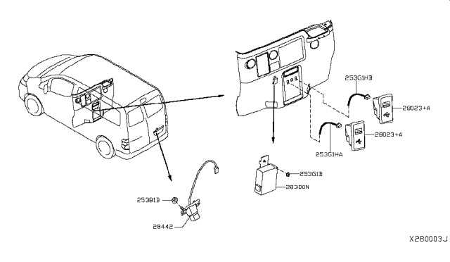 2017 Nissan NV Harness-Sub,Drive Guide Diagram for 24018-3LN1A