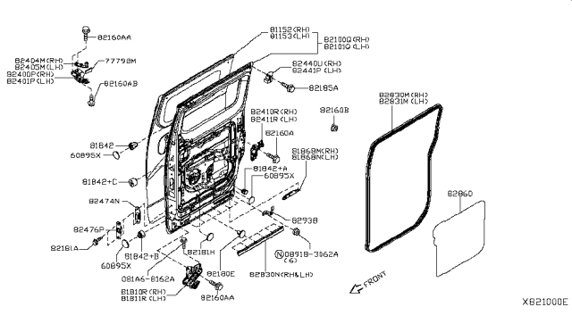 2018 Nissan NV200 Taxi Slide Door Panel & Fitting Diagram 1