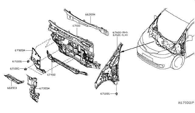 2017 Nissan NV Insulator-Cowl Top Diagram for F6891-3LMMA