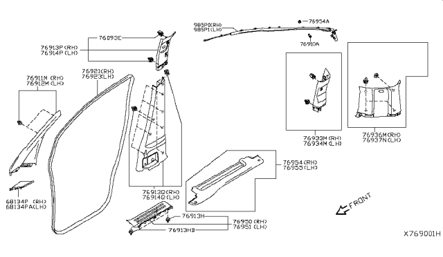 2016 Nissan NV Body Side Trimming Diagram 1
