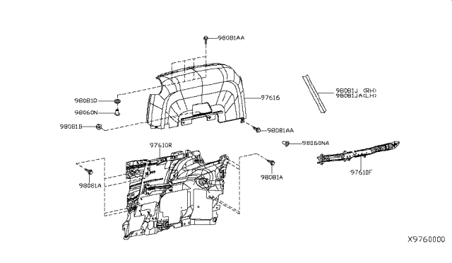 2016 Nissan NV Cover-Hole Diagram for 971A9-3LN0B
