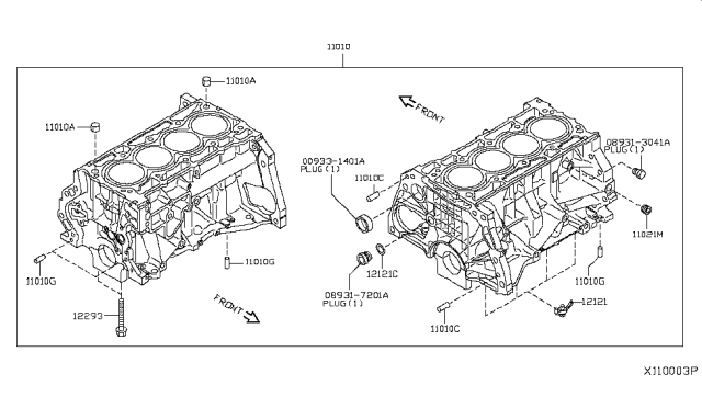 2014 Nissan NV Cylinder Block & Oil Pan Diagram 1